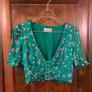 Urban outfitters green floral crop top